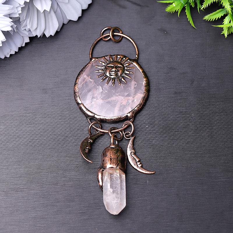 Rose Quartz with Clear Quartz Kyanite Pendant for Jewelry DIY Crystal wholesale suppliers