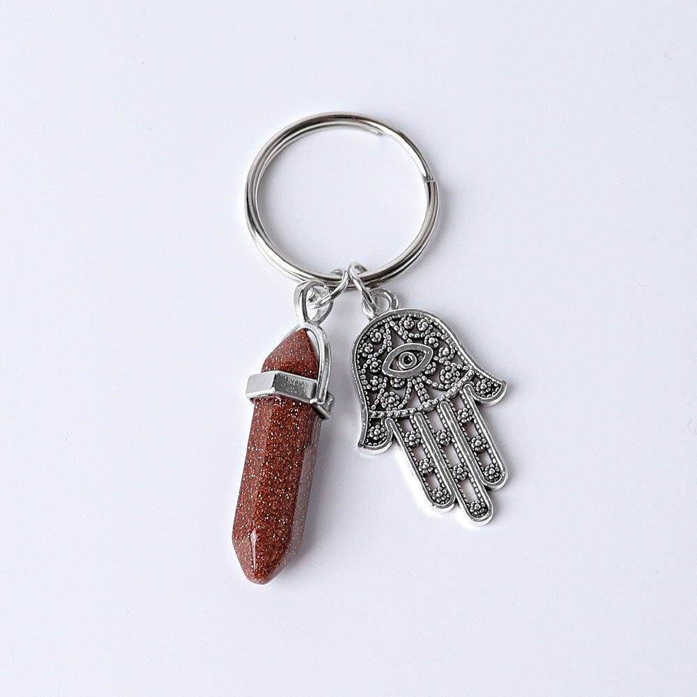 2.5“ Double Terminated Point with Devil's Eye Hand Key Chain for DIY Crystal wholesale suppliers