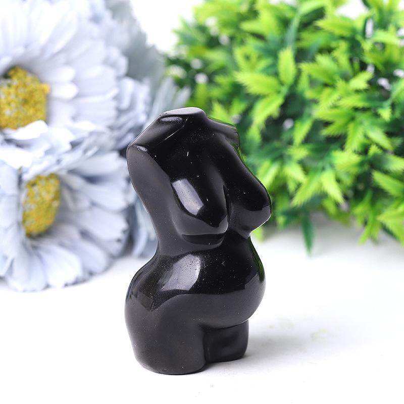 3" Black Obsidian Pregnant Woman Body Crystal Carvings Crystal wholesale suppliers