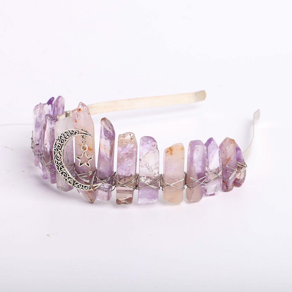 Raw Quartz Crystal Crown with Silver Moon Decor #1 Crystal wholesale suppliers