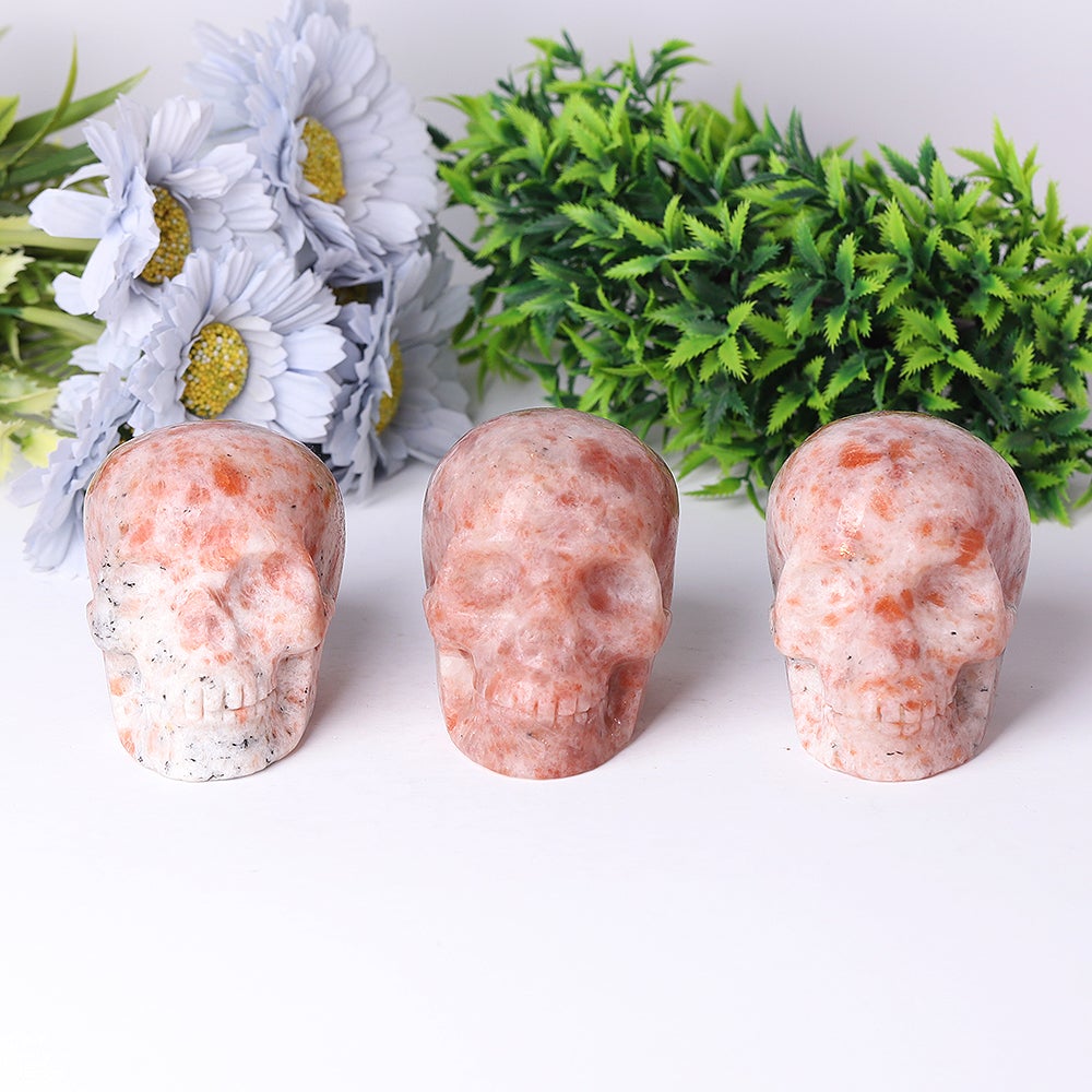 3.5" Unique Golden Strawberry Quartz Crystal Skull Carvings for Halloween