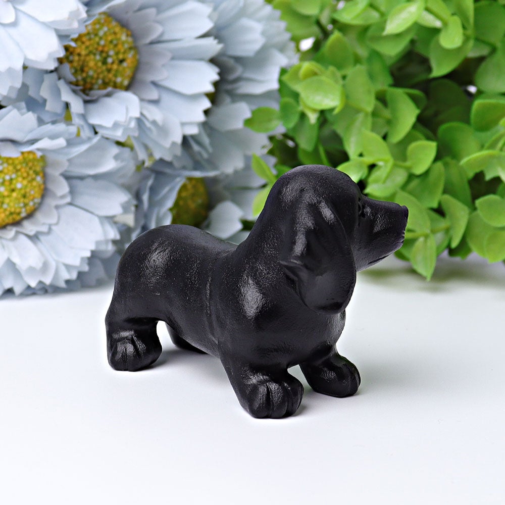 2.7" Black Obsidian Dog Crystal Carving Crystal wholesale suppliers