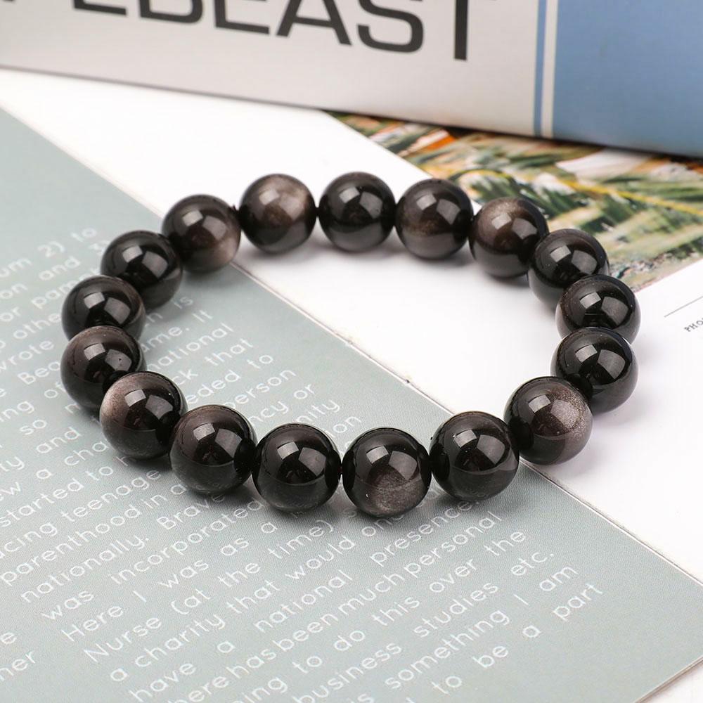 12mm Silver Obsidian Bracelet Crystal wholesale suppliers