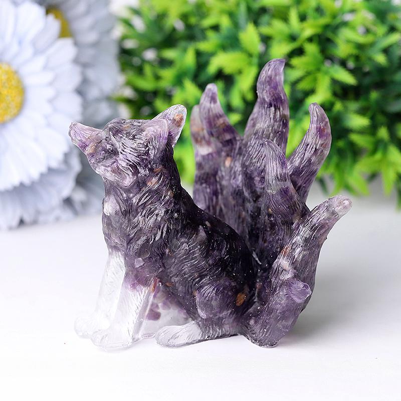 4" Nine-tail Fox Crystal Resin Carvings Crystal wholesale suppliers