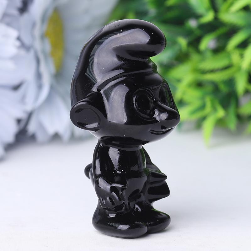 2.5" Black Obsidian Smurfs Crystal Carvings Crystal wholesale suppliers