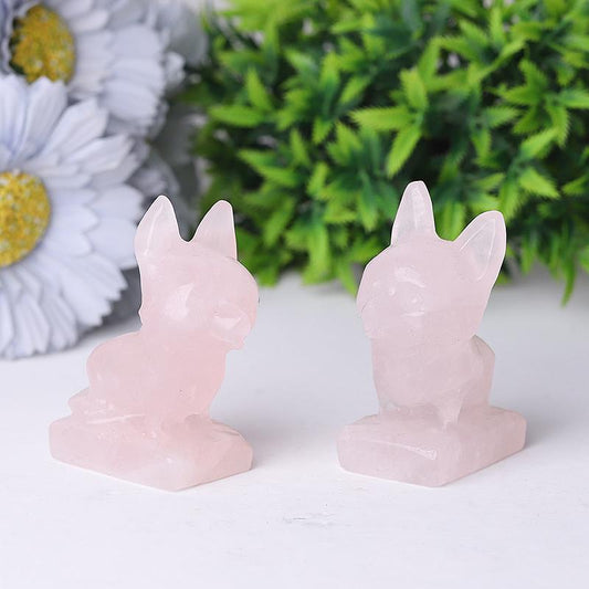 2.4" Rose Quartz Dog Crystal Carvings Crystal wholesale suppliers