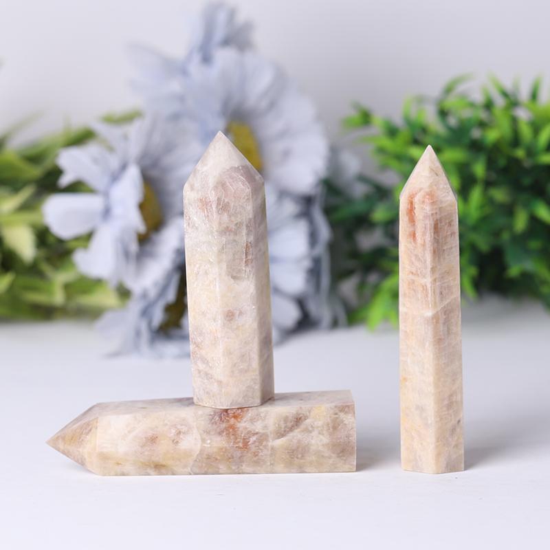 Wholesale Natural Flasing Peach Moonstone Points Crystal wholesale suppliers