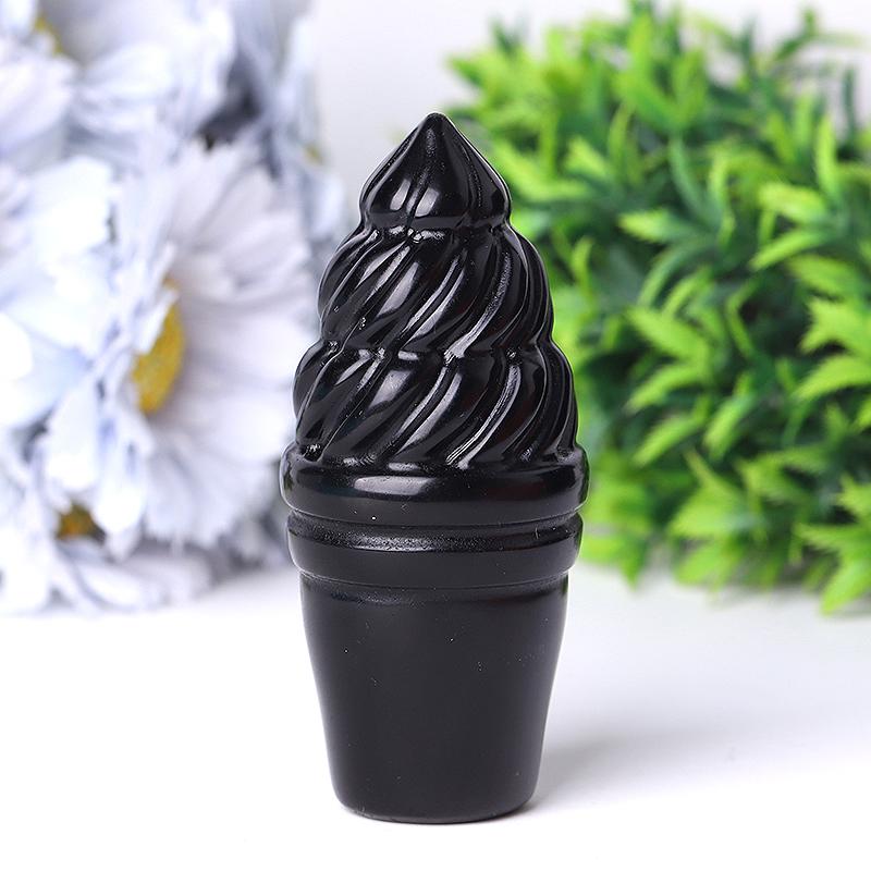 4" Black Obsidian Ice Cream Crystal Carvings Crystal wholesale suppliers