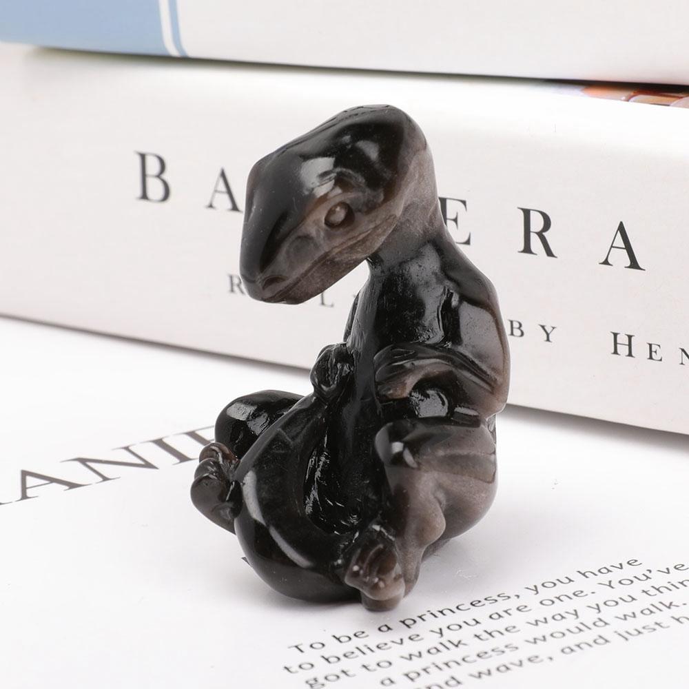 Silver Obsidian Crystal Carving Lizard