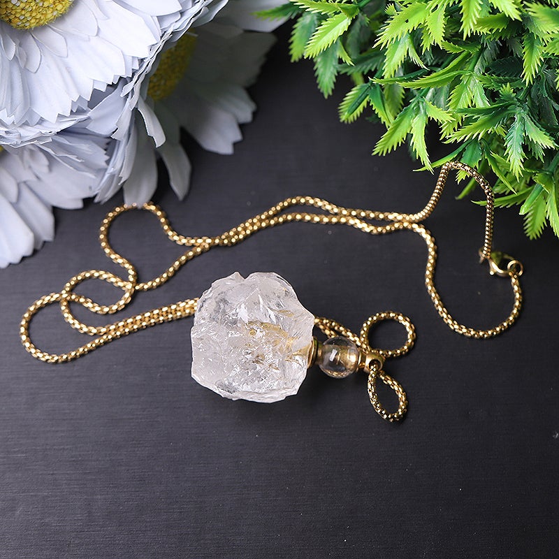 Raw Clear Quartz Perfume Bottle Necklace DIY Crystal wholesale suppliers