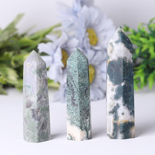 Wholesale Natural Moss Agate Point Healing Stone  Crystal wholesale suppliers