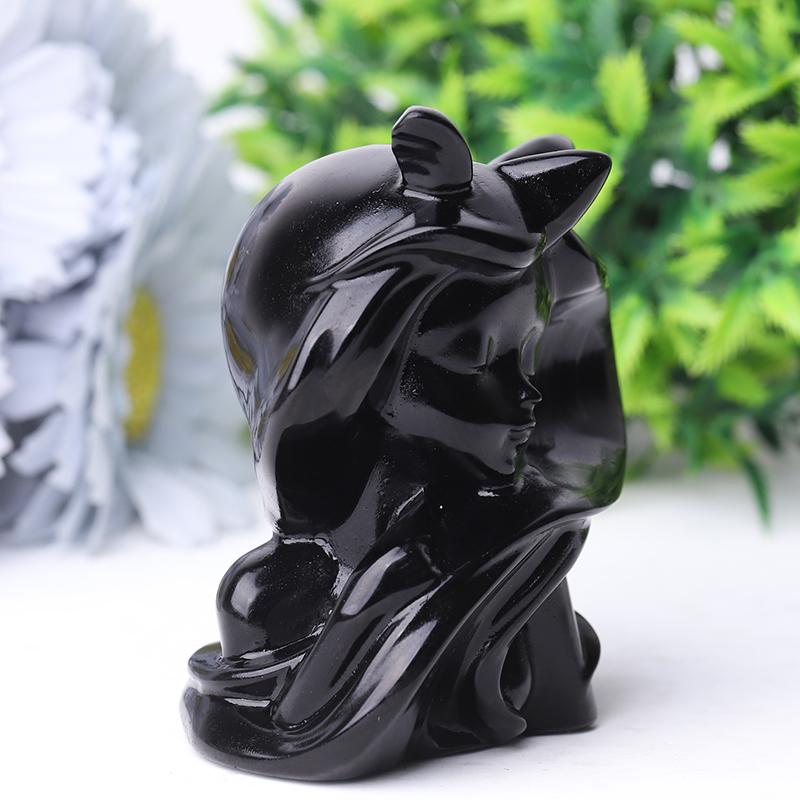 3.3" Black Obsidian Devil Crystal Carvings Crystal wholesale suppliers