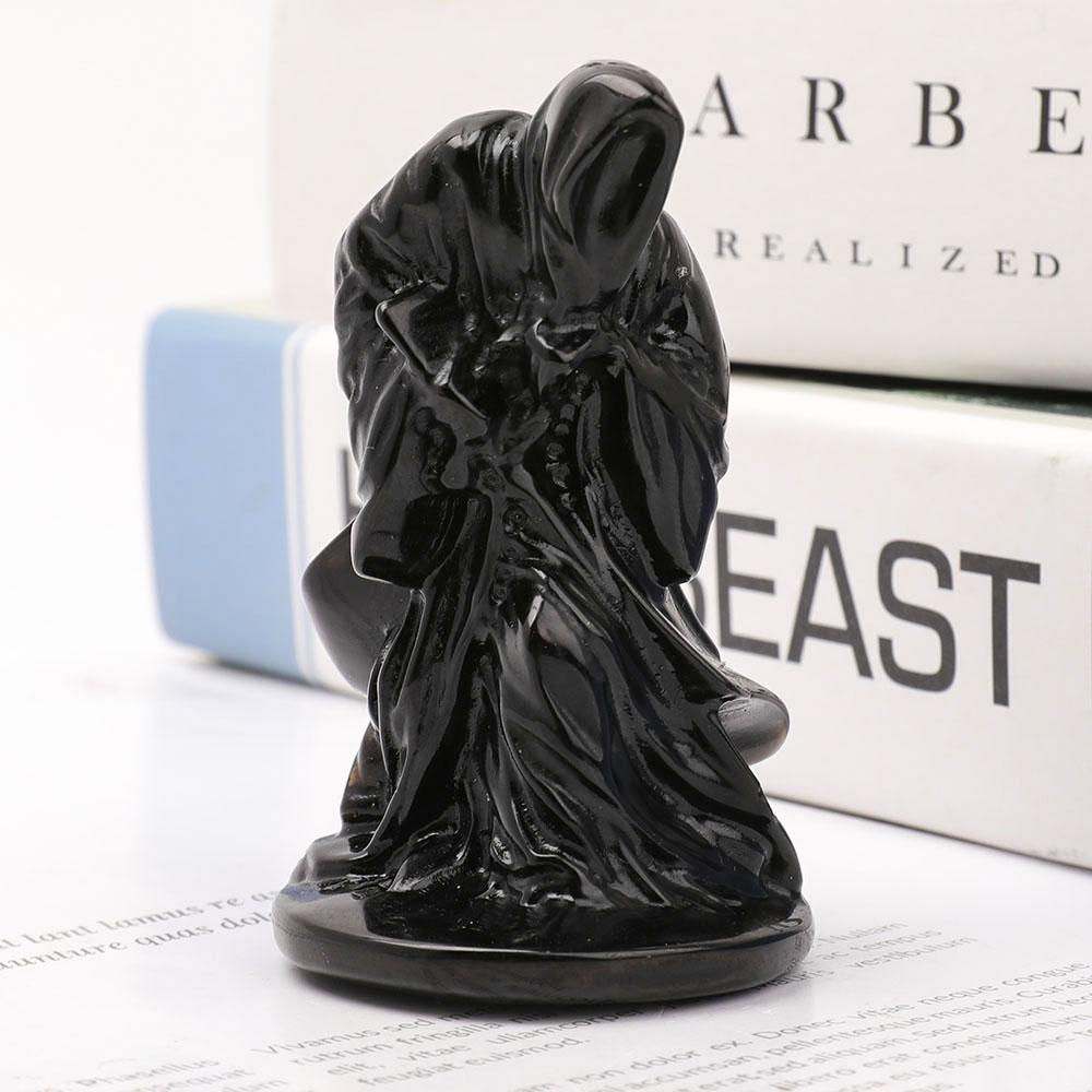 3" Black Obsidian Wizard Carvings