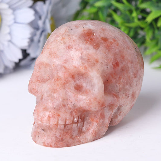 3.5" Unique Golden Strawberry Quartz Crystal Skull Carvings for Halloween