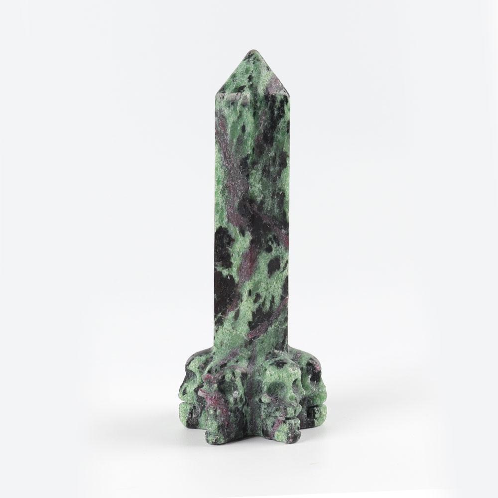 Ruby In Zoisite Tower with Skulls Deocr Base Crystal wholesale suppliers