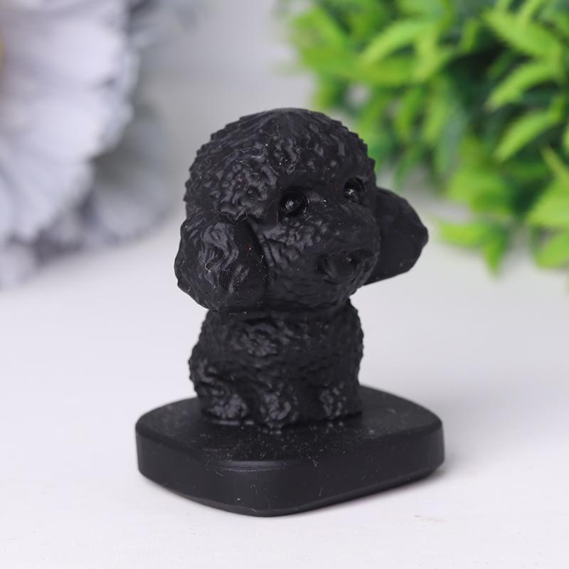 Black Obsidian Teddy Dog Crystal Carvings Crystal wholesale suppliers