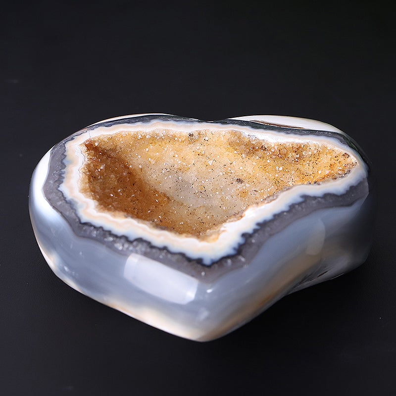 3.9" Unique Druzy Agate Heart Carving Free Form