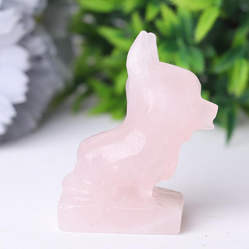 2.4" Rose Quartz Dog Crystal Carvings Crystal wholesale suppliers