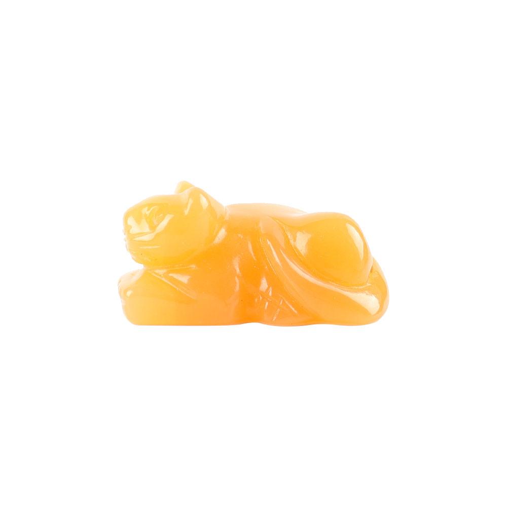 Yellow Jade Crystal Carving Cat 1.5"