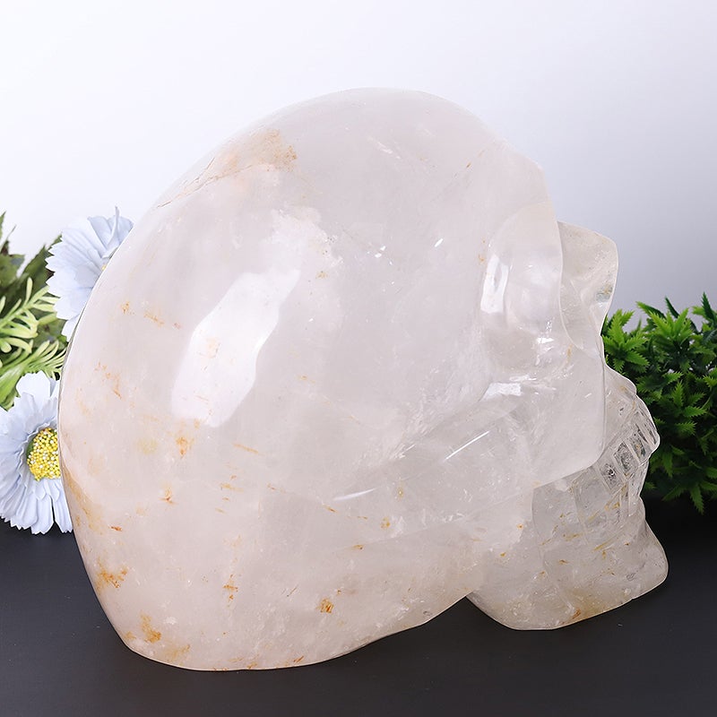 9" Unique Clear Quartz Skull Crystal Carvings