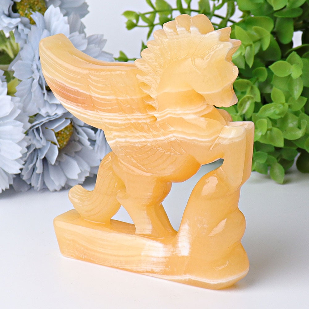 4.8" Yellow Calcite Unicorn Crystal Carvings Free Form Crystal wholesale suppliers