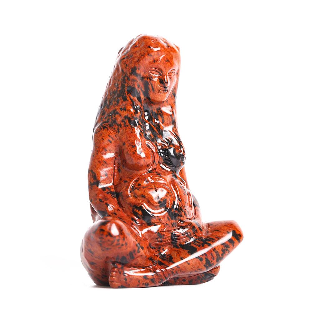 Mahogany Earth Mother Goddess Crystal Carving Statue