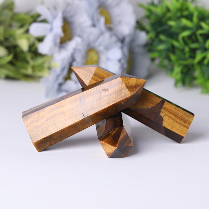 Wholesale Natural Quartz Crystal Point Reiki Gemstone Wands Crystal Tower Yellow Tiger Eye Points For Decoration Crystal wholesale suppliers