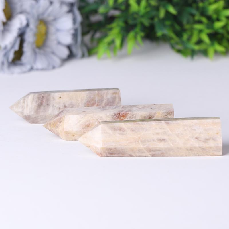 Wholesale Natural Flasing Peach Moonstone Points Crystal wholesale suppliers