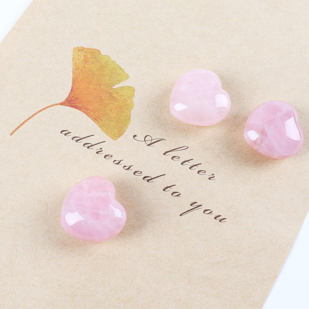 3cm Rose Quartz Heart Shape Crystal Carvings Palm Stone Crystal wholesale suppliers