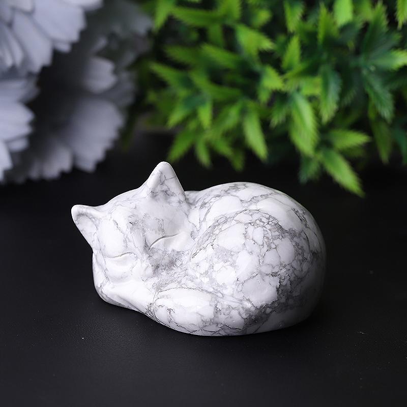 2.1" Howlite Sleepy Cat Crystal Carvings Crystal wholesale suppliers