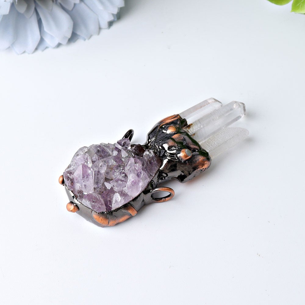 2.6" Amethyst Cluster with Clear Quartz Decoration Pendant Crystal wholesale suppliers