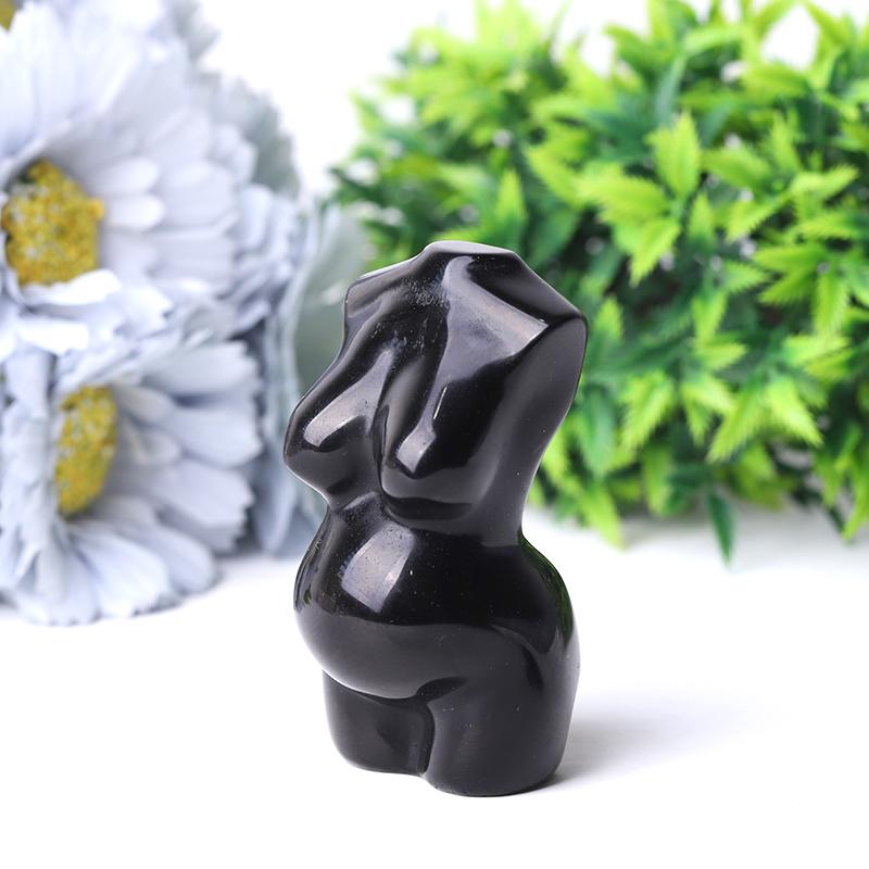 3" Black Obsidian Pregnant Woman Body Crystal Carvings Crystal wholesale suppliers