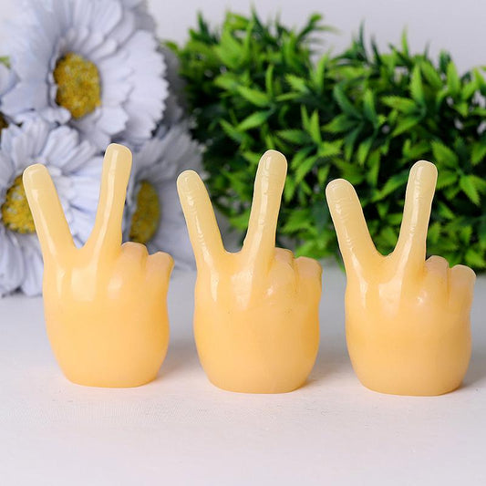 3" Yellow Jade Victory Hand Crystal Carvings Crystal wholesale suppliers