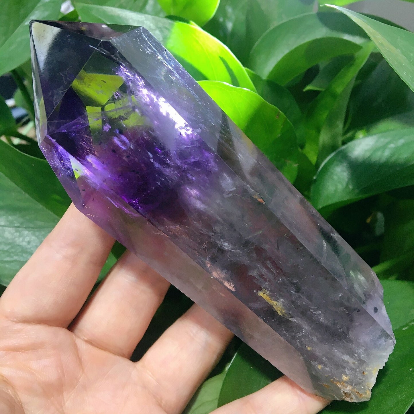 5.4" Dark Purple Amethyst Point Half Polished #2