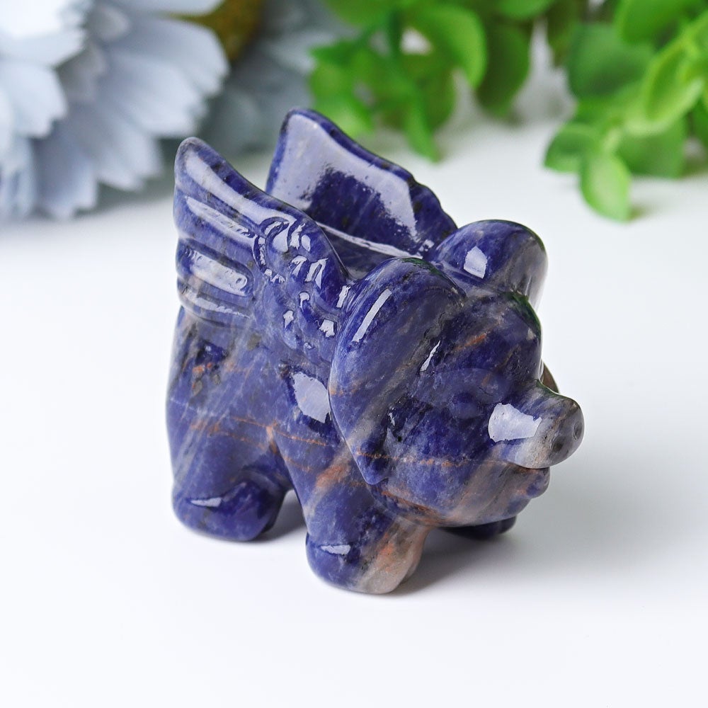 2.3" Sodalite Flying Pig Crystal Carvings Crystal wholesale suppliers