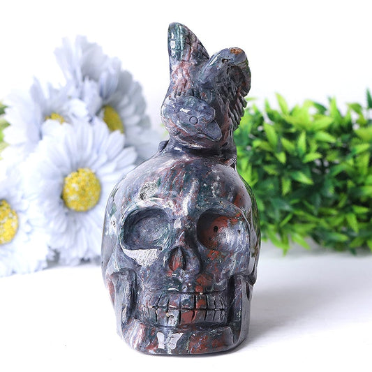 5.5" Unique Ocean Jasper Skull Crystal Carvings