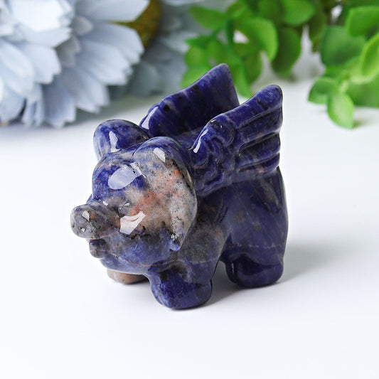 2.3" Sodalite Flying Pig Crystal Carvings Crystal wholesale suppliers