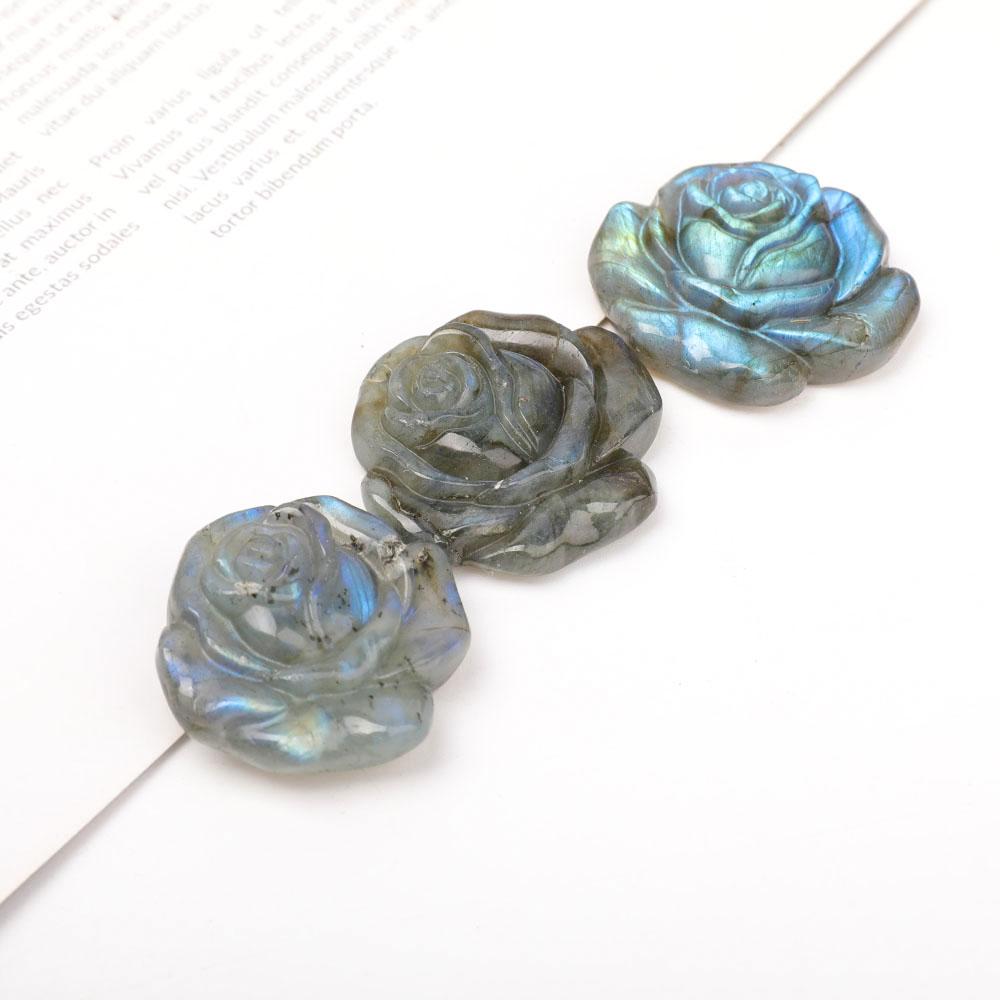 Labradorite Rose Flower Carvings