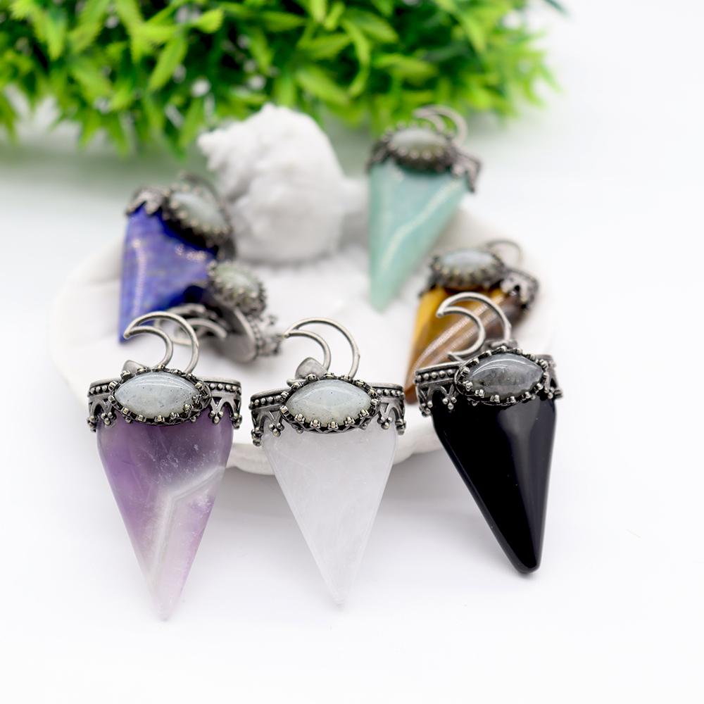 Crystal and Gem Stone Moon Pendants Crystal wholesale suppliers