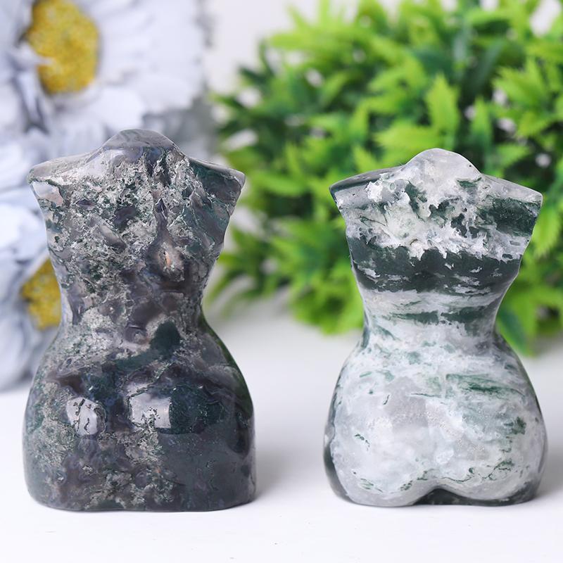 3“ Moss Agate Woman Model Body Crystal Carvings Crystal wholesale suppliers