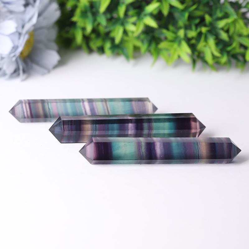 4" High Quality Rainbow Fluorite Double Terminated Point for Healing Crystal wholesale suppliers