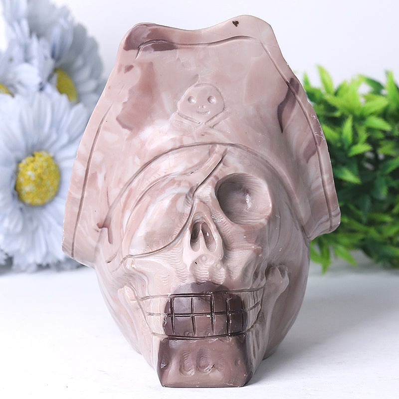 5.5" Unique Jade Corsair Skull Crystal Carvings