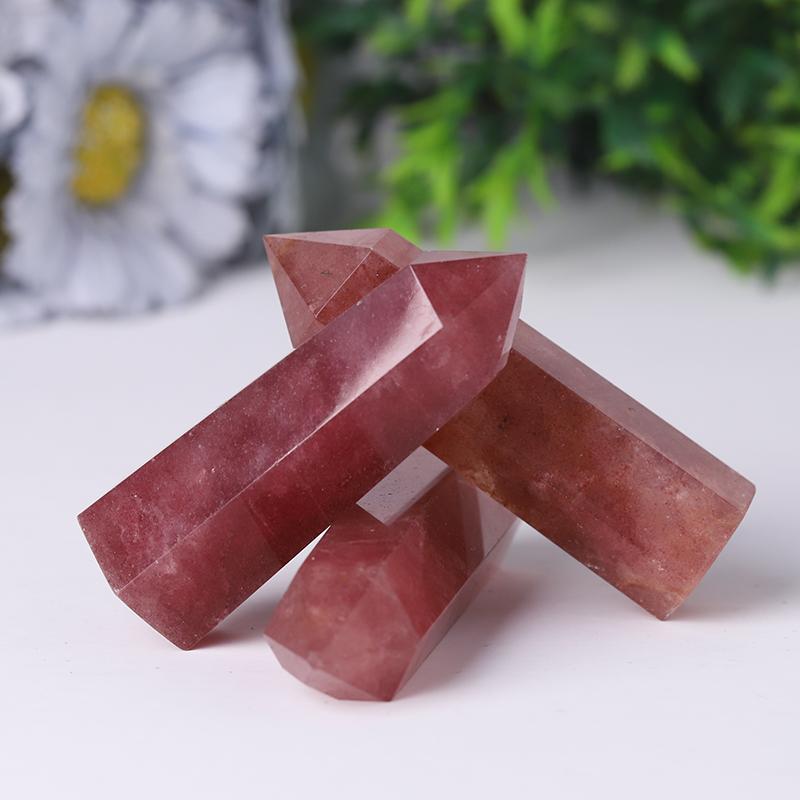 Wholesale Natural Crystal Tower Wand Strawberry Quartz Point for Decoration Crystal wholesale suppliers