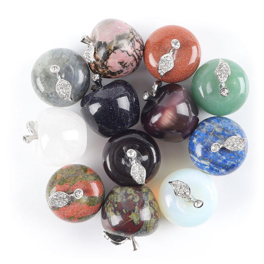 30mm Mixed Gemstone Carved Aventurine Crystal Apple Home Decor Crystal wholesale suppliers