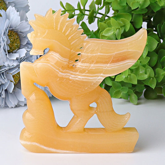 4.8" Yellow Calcite Unicorn Crystal Carvings Free Form Crystal wholesale suppliers