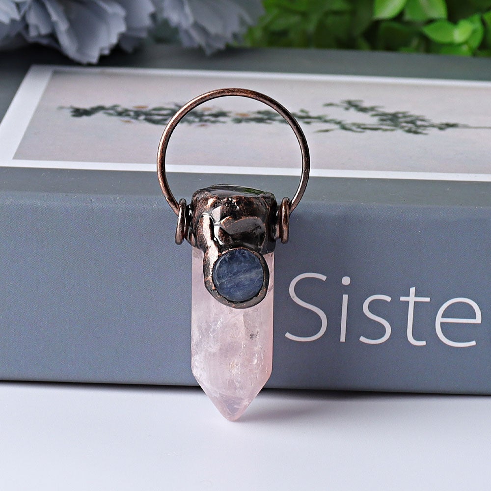 2.4" Amethyst Rose Quartz with Kyanite Pendant for DIY Crystal wholesale suppliers