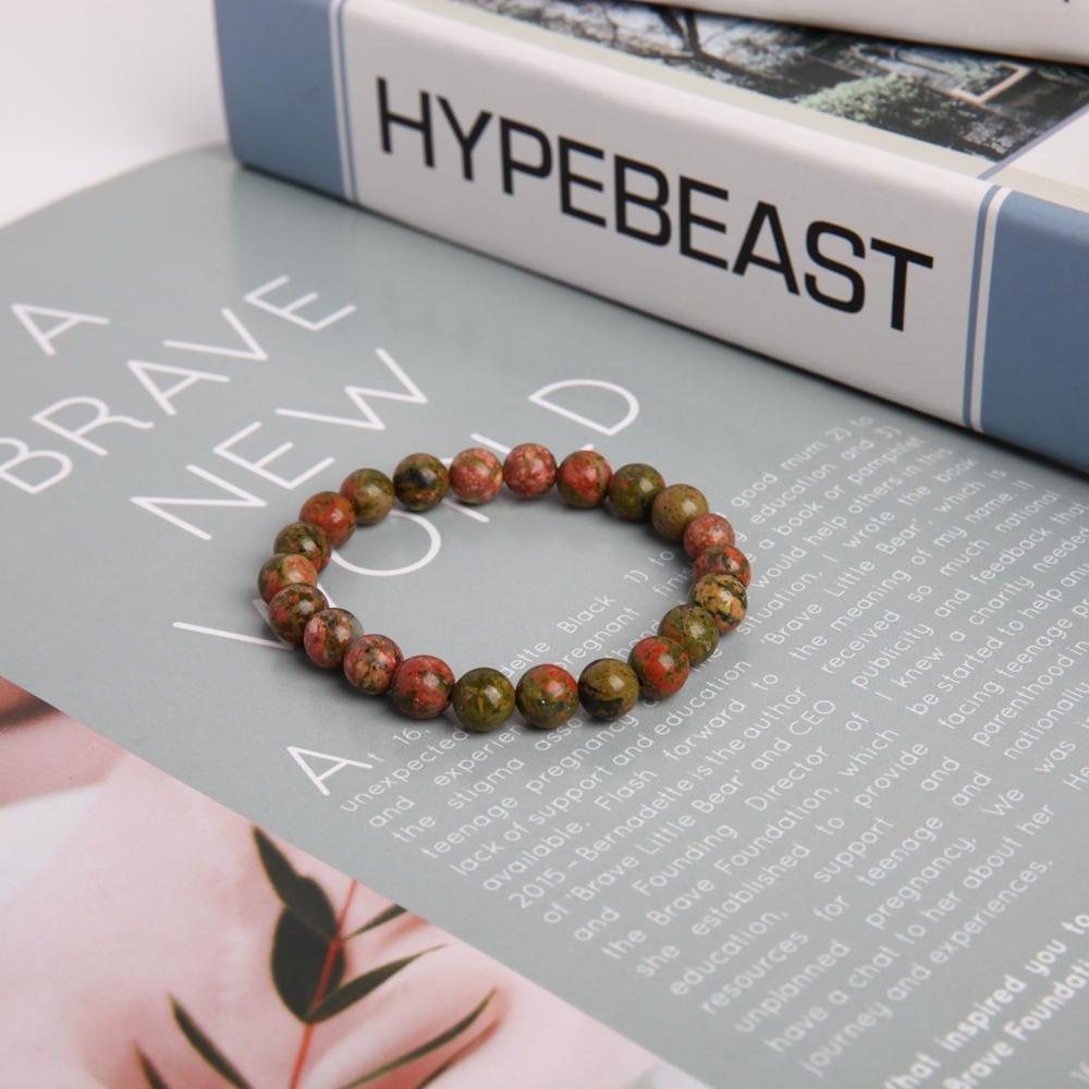 8mm Unakite Crystal Bracelet