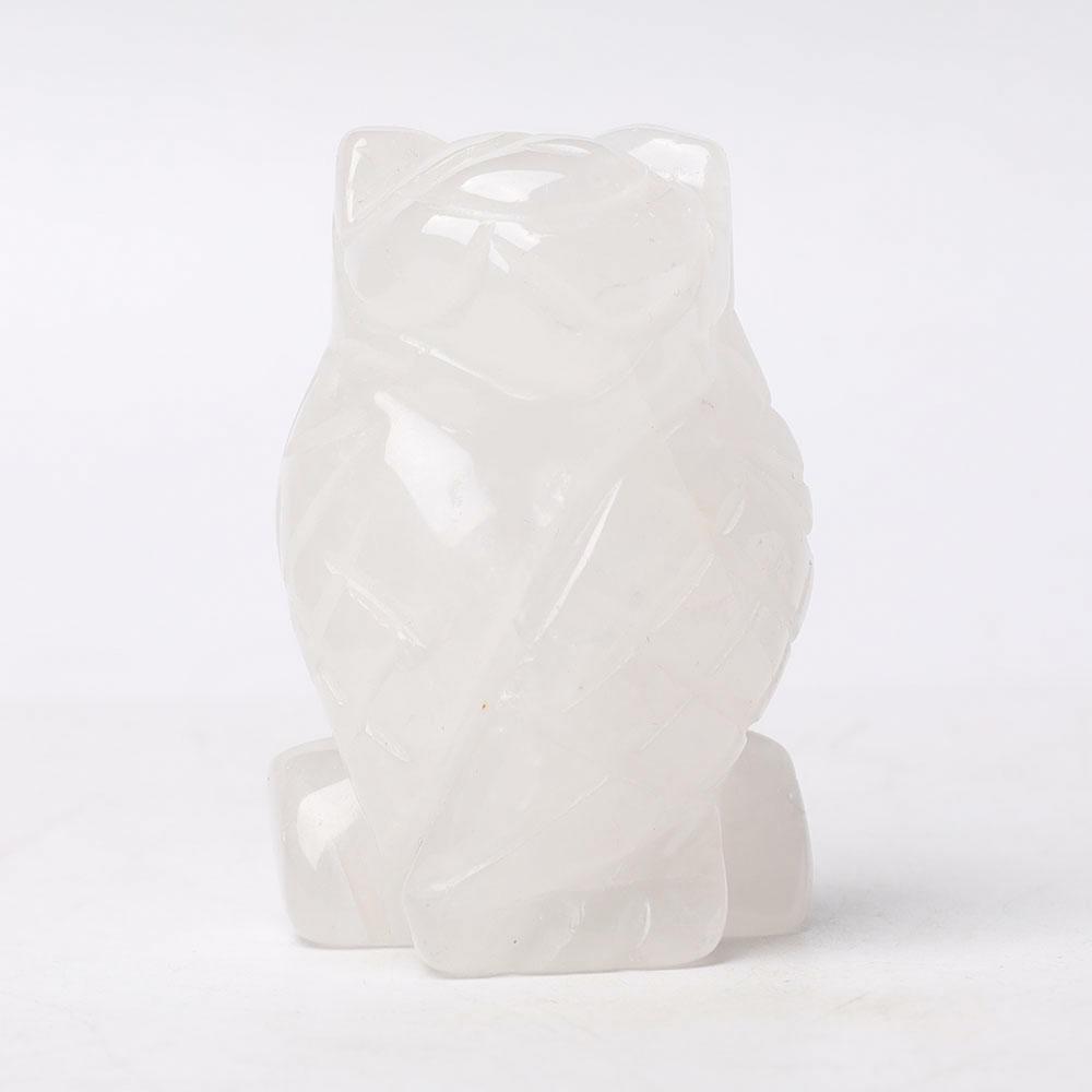 2.0" Clear Quartz Owl Figurine Crystal Carvings