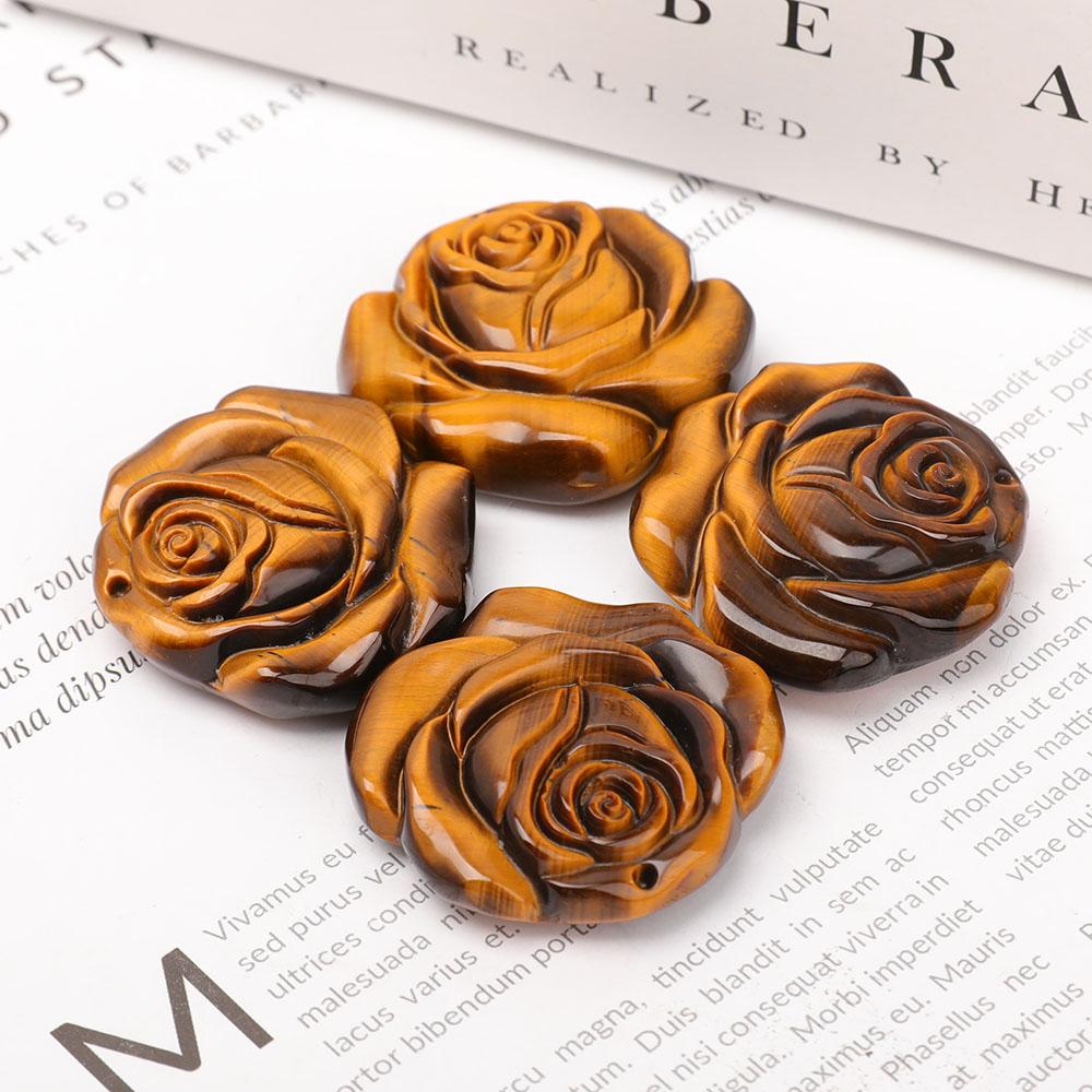 Tiger Eye Rose Flower Carvings