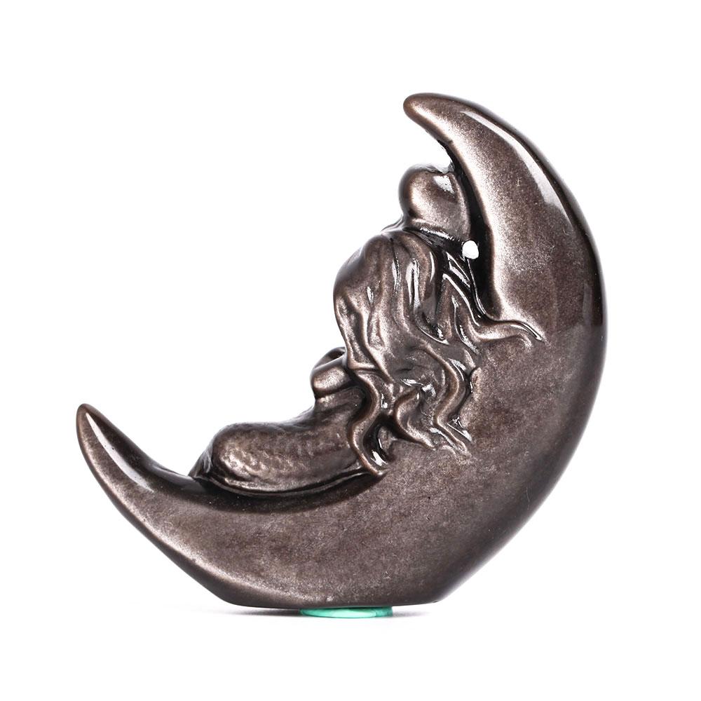 Silver Obsidian Moon with Mermaid Carving Decor Crystal wholesale suppliers